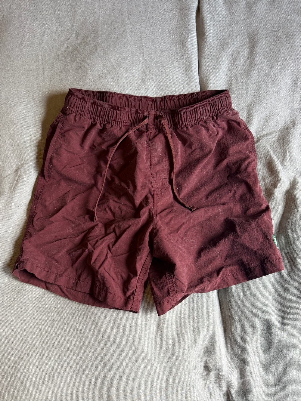 Men's MOLLUSK SURF Burgundy Elastic-Waist swim Shorts- MEDIUM